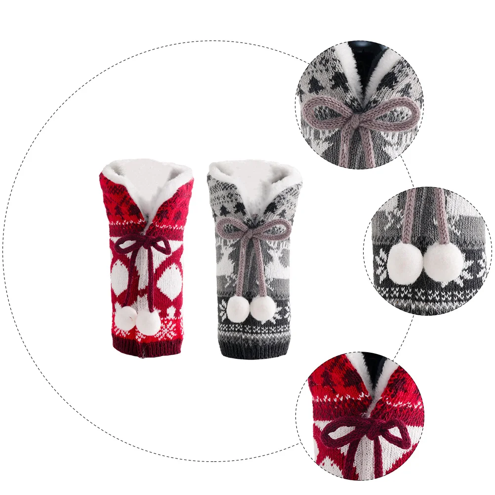 2 Pcs Bottle Cover Lovely Decoration Sock Christmas Covers Decorative Child