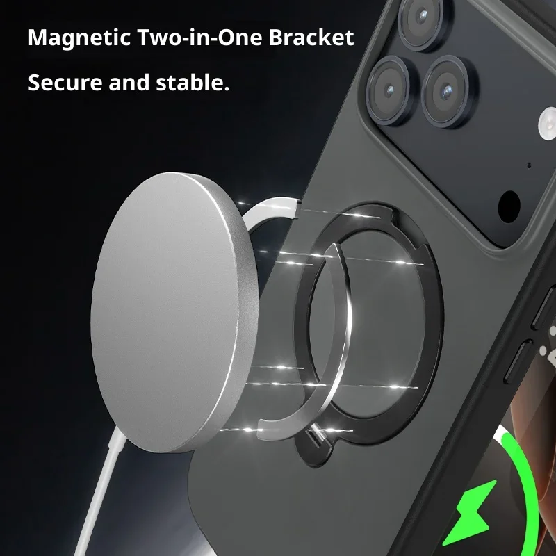 2026 جديد فاخر ماتي شفافة الدورية حامل جراب هاتف مغناطيسي آيفون 17 16 15 برو ماكس بلون متجمد الظهر Copver #5