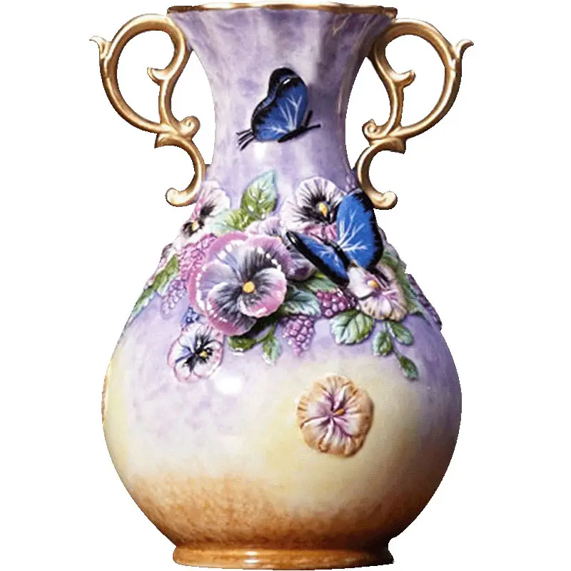 

Ceramic vase Purple water tank Water storage flower high vase Pansy study desktop bedroom bedside living room home