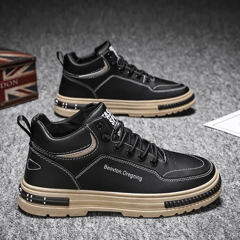 

Кроссовки Мужская повседневная обувь Мужские кроссовки Модная высокая обувь для мужчин 2025 Ботильоны на платформе со шнуровкой Зимняя хлопковая обувь