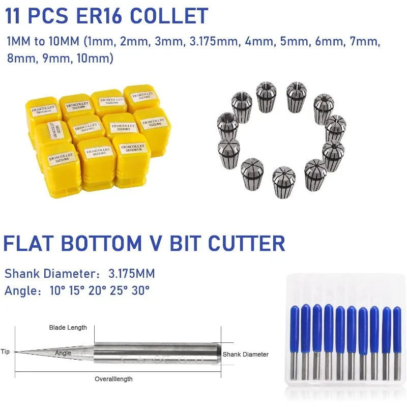 

Комплект шпиндельного двигателя мощностью 500 Вт с патроном ER16 и ремнем — матовый двигатель, высокоскоростное переключение от 0 до 12000 об/мин, тихий