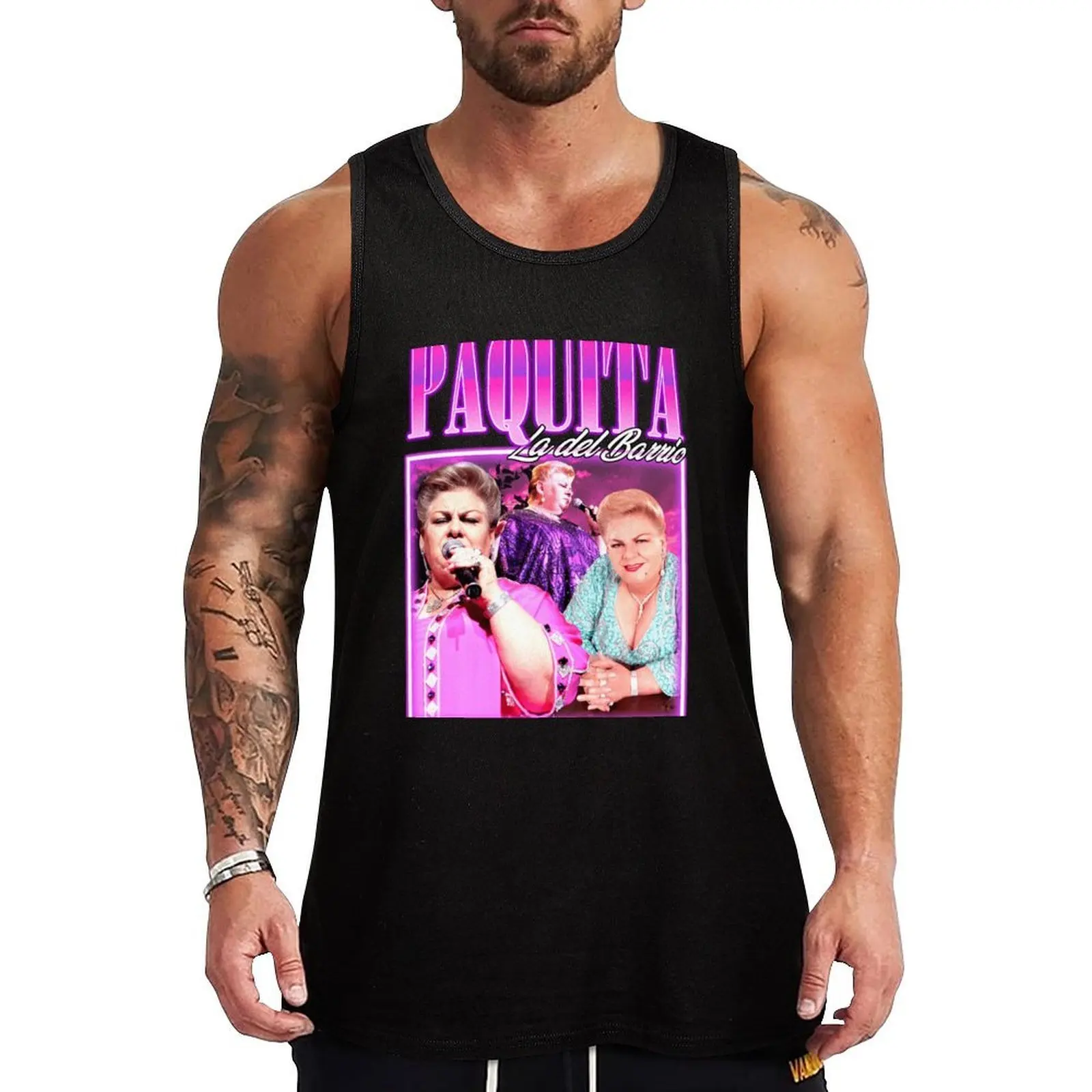 

Paquita from the Barrio La Reina del Pueblo Vintage Retro Design Tank Top sleeveless shirt man gym Vest male T-shirt for fitness