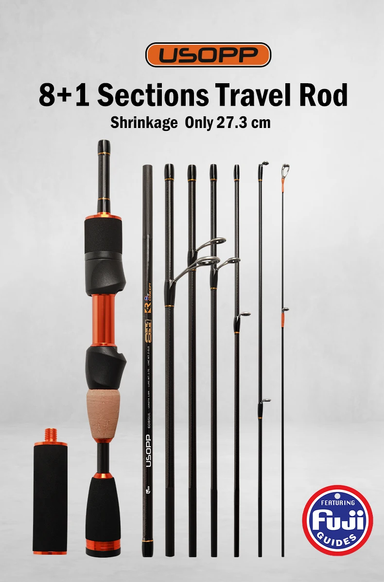 LEYDUN USOPP Angelrute 8 + 1 Abschnitte S608UL S608L 27,3 CM Reise Spinnrute FUJI Guide Carbon Für Bass Hecht angelruten – Detail 4