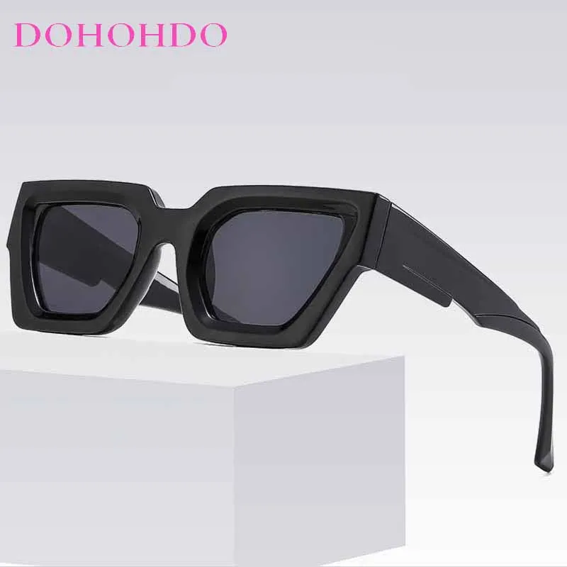 

Women Fashion Cat Eye Sunglasses Men Retro Simple Double Color Thick Frame Sun Glasses Shades Irregular Legs UV400 Eyeglasses