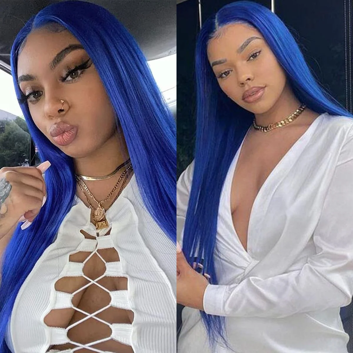 RDY Royal Blue Wig Long Straight Synthetic Lace Front Wig Glueless Natural Hairline Bright Colored Hair Frontal Wigs for Women