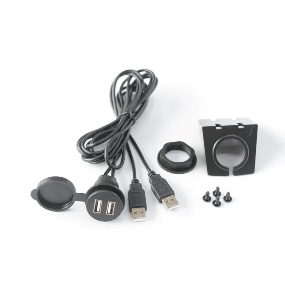 Motorcycle USB Socket Base Car Dual USB Socket Neat Cable Management Dual USB 2.0 Female Ports For Car Dashboard Panel