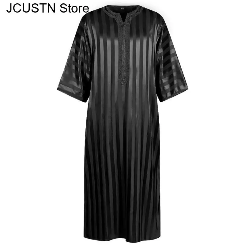 عباية إسلامية ملابس رجالية مطرزة مخططة جوبا ثوب مغربي دبي قفطان عيد صلاة رداء فستان زي تنكري