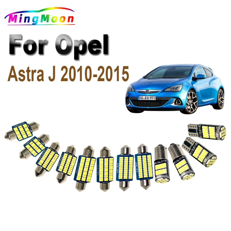 13Pcs Car Bulb For Vauxhall Opel Astra J OPC GTC 2010 2011 2012 2013 2014 2015 LED Interior Dome Reading Vanity Mirror Light Kit