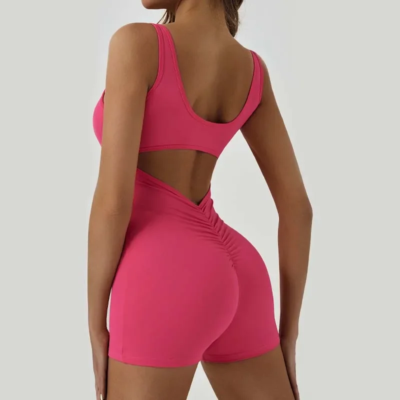 

Женский однотонный костюм для йоги, высокоинтенсивный облегающий спортивный комбинезон телесного цвета, костюм для йоги, облегающий костюм для бега и фитнеса