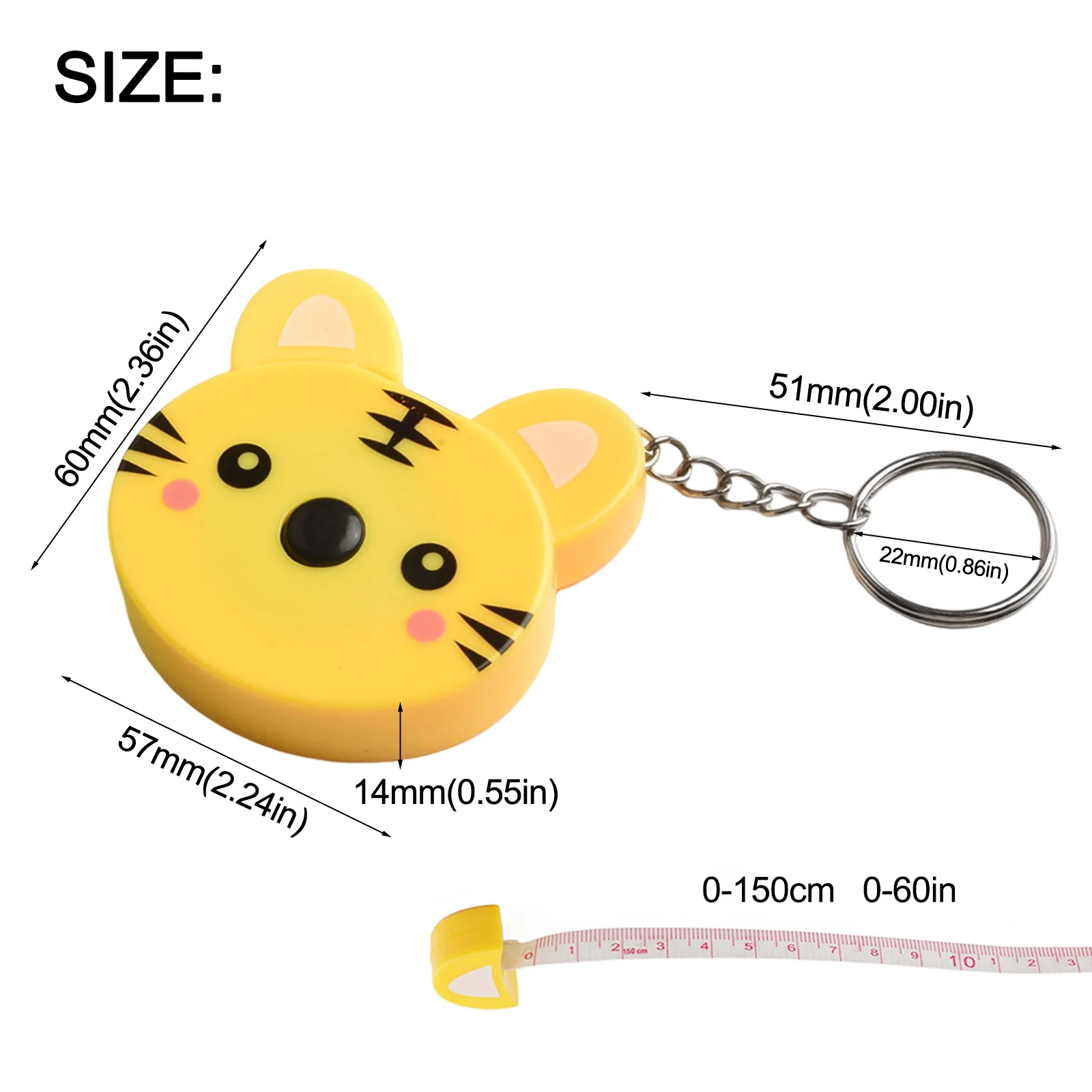 Cartoon Key Ring Tape Measure Set 4PCS Automatic Retractable Measuring Tools in Fun Animal Shapes Compact Size