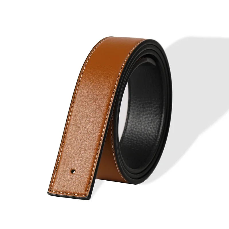 Herren Gürtel aus hochwertigem PU-Leder, glatte Schnalle, ohne Schnalle, Luxusmarke, 3,8 cm – Detail 9