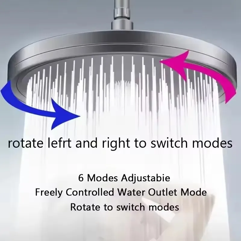 6 Modes Adjustable Filter Purified Water Bathroom Shower Head 23CM Pressure Boosting Showerhead High Pressure Large Flow Sprayer view 3