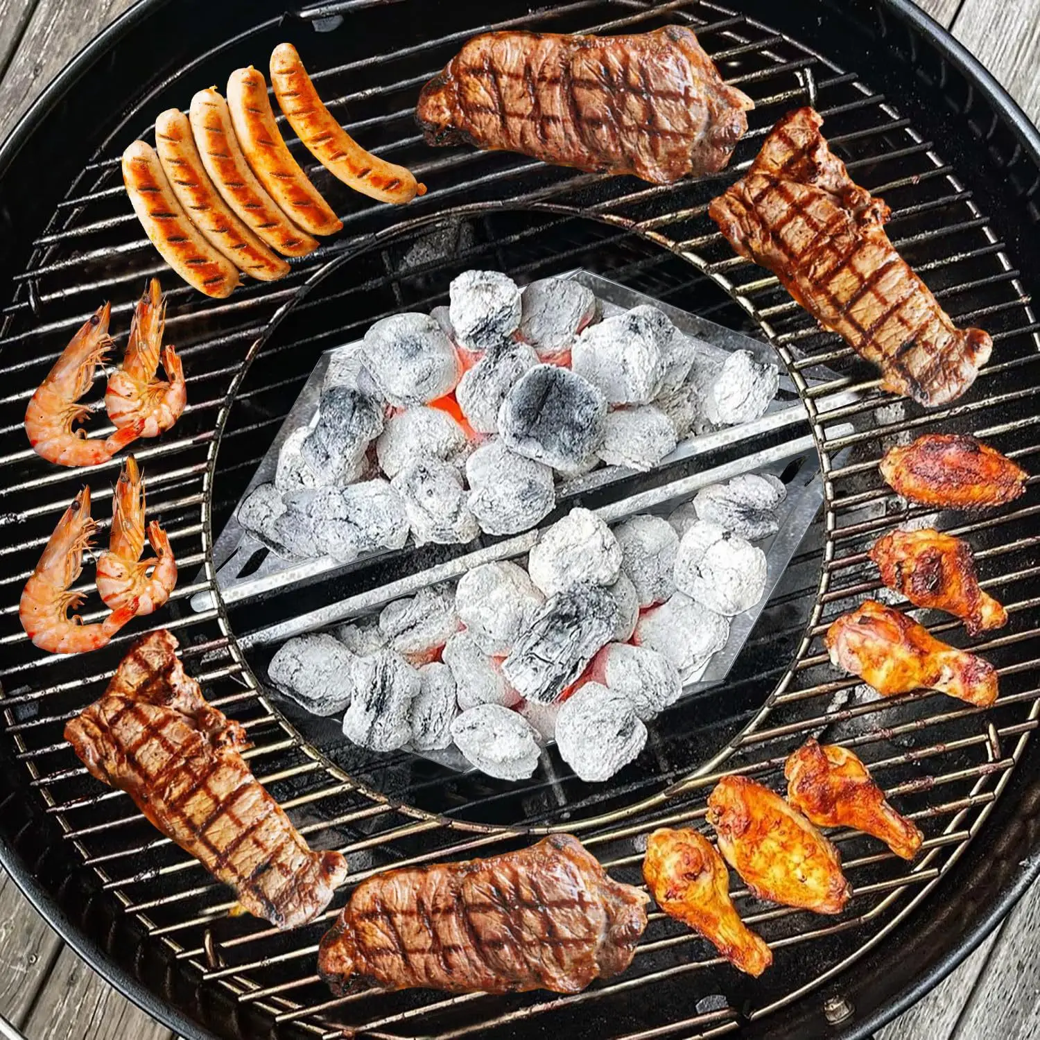 

D5 2Pcs Charcoal Basket BBQ Charcoal Grill Basket Holders BBQ Grilling Accessories Replacement for BBQ Grill Tools Accessories