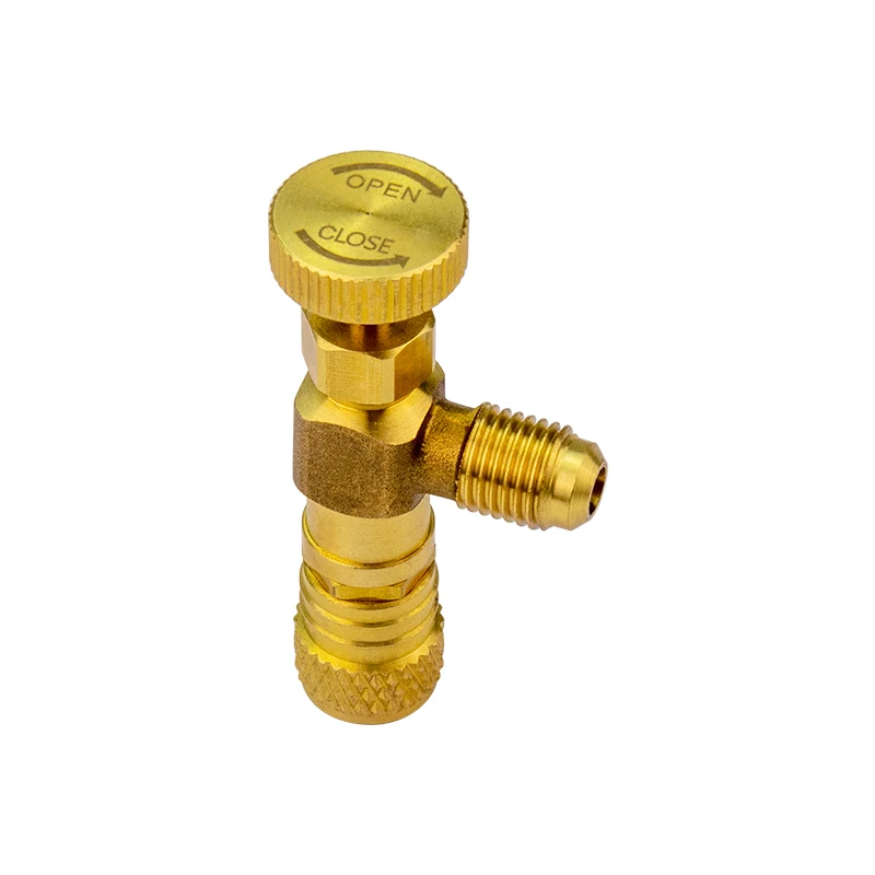 1/4''-1/4'' Flow Control Valve for Refrigerant Charging Hose R404A R22 R407C