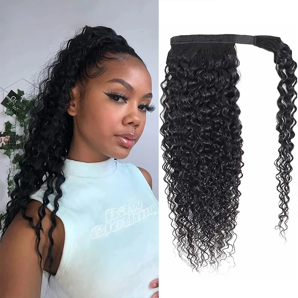 100g Kinky Recht Menselijk Haar Wrap Around Paardenstaart Remy Hair Extensions Braziliaanse Haarstukken Natuurlijke Kleur Voor Vrouwen