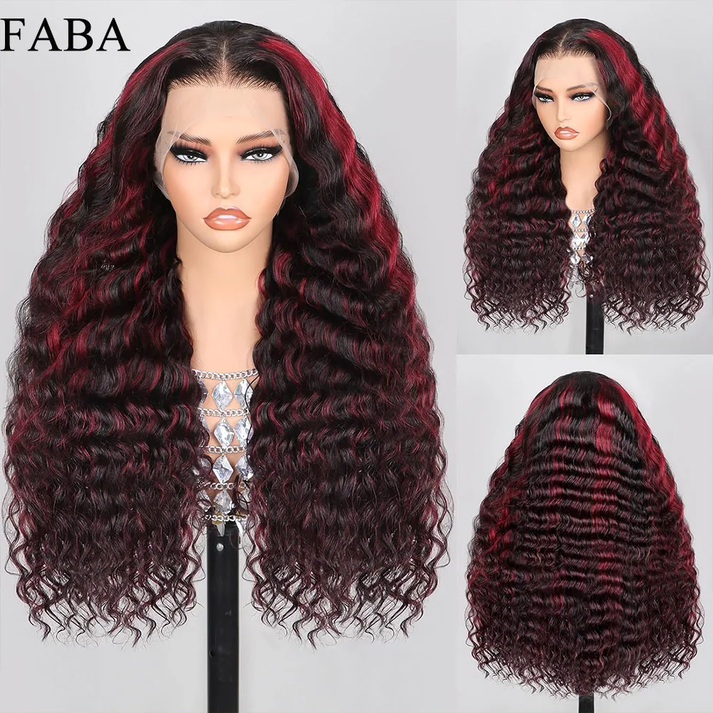 

FABA 1B/99J Highlight Curly Lace Front Wig Human Hair 13x4 HD Lace Front Wig Pre Plucked with Baby Hair For Women 180% Density