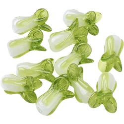 10 Pcs Chinese Cabbage Beads Handmade Lampwork Beads Vegetable Loose Beads for DIY Bracelets Necklace Jewelry Making Light Green