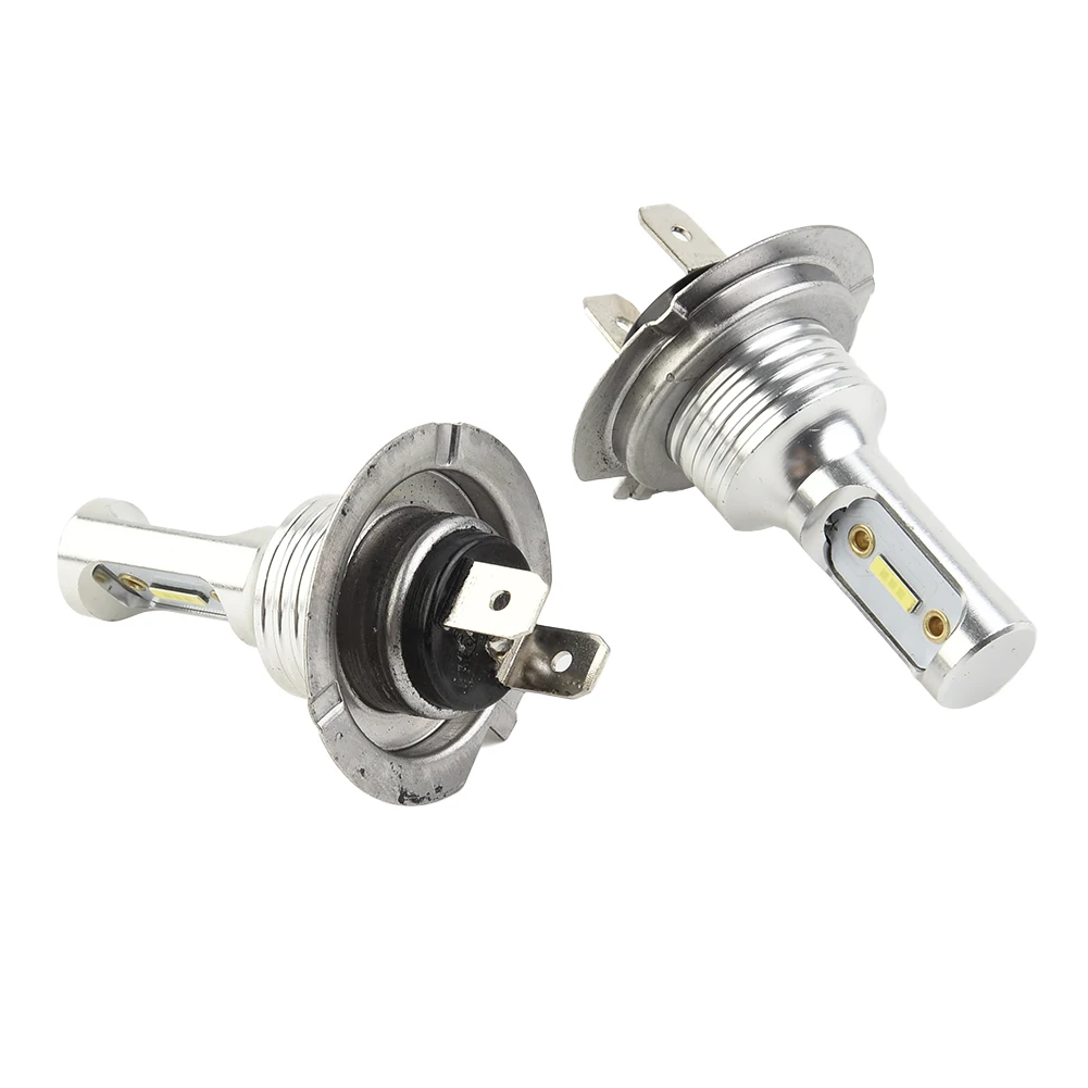 H7 LED Headlight Bulbs Set for Hi Lo Beam DC 12V 24V Vehicles 55W 8000LM 6000K COB Chip 360 Degree Beam Pattern IP68 Waterproof
