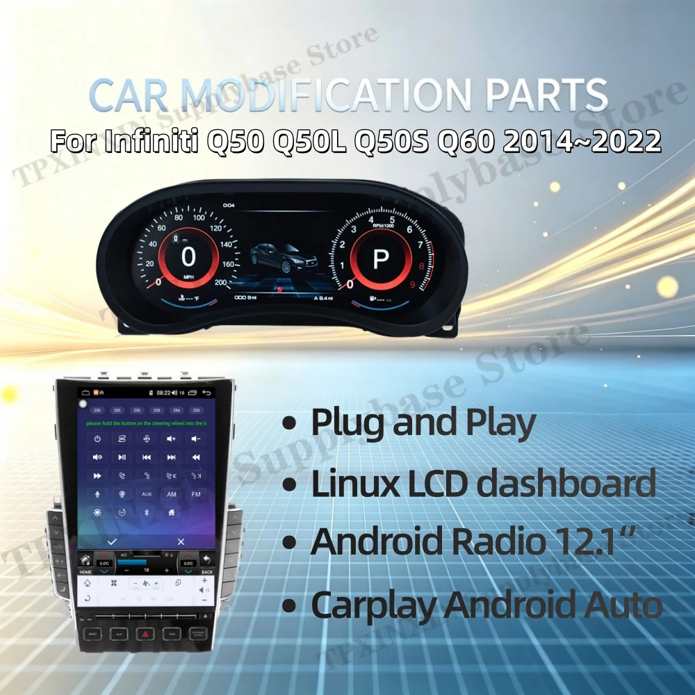 Für Infiniti Q50Q 50L Q50S Q60 2014~2022 Plug-and-Play Digitales Performance-Display Armaturenbrett Denali Digitales Instrumentencluster