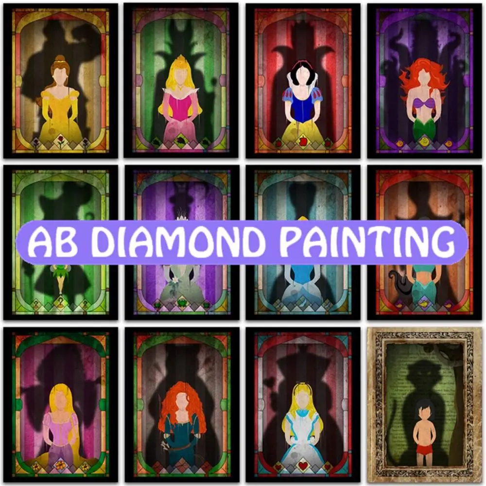 Full Square Round AB Diamond embroidery Cross stitch mosaic 5D DIY Painting Disney Tarzan Princess Rapunzel Home Decor Art