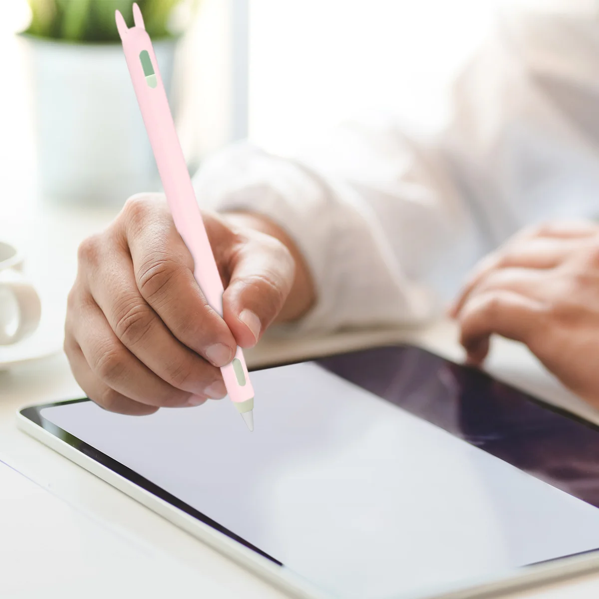 

1Pcs Cute Rabbit Ear Pen Sleeve Shockproof Dustproof Charging Convenient for Pencil Ii Pink Stylish Nib Care