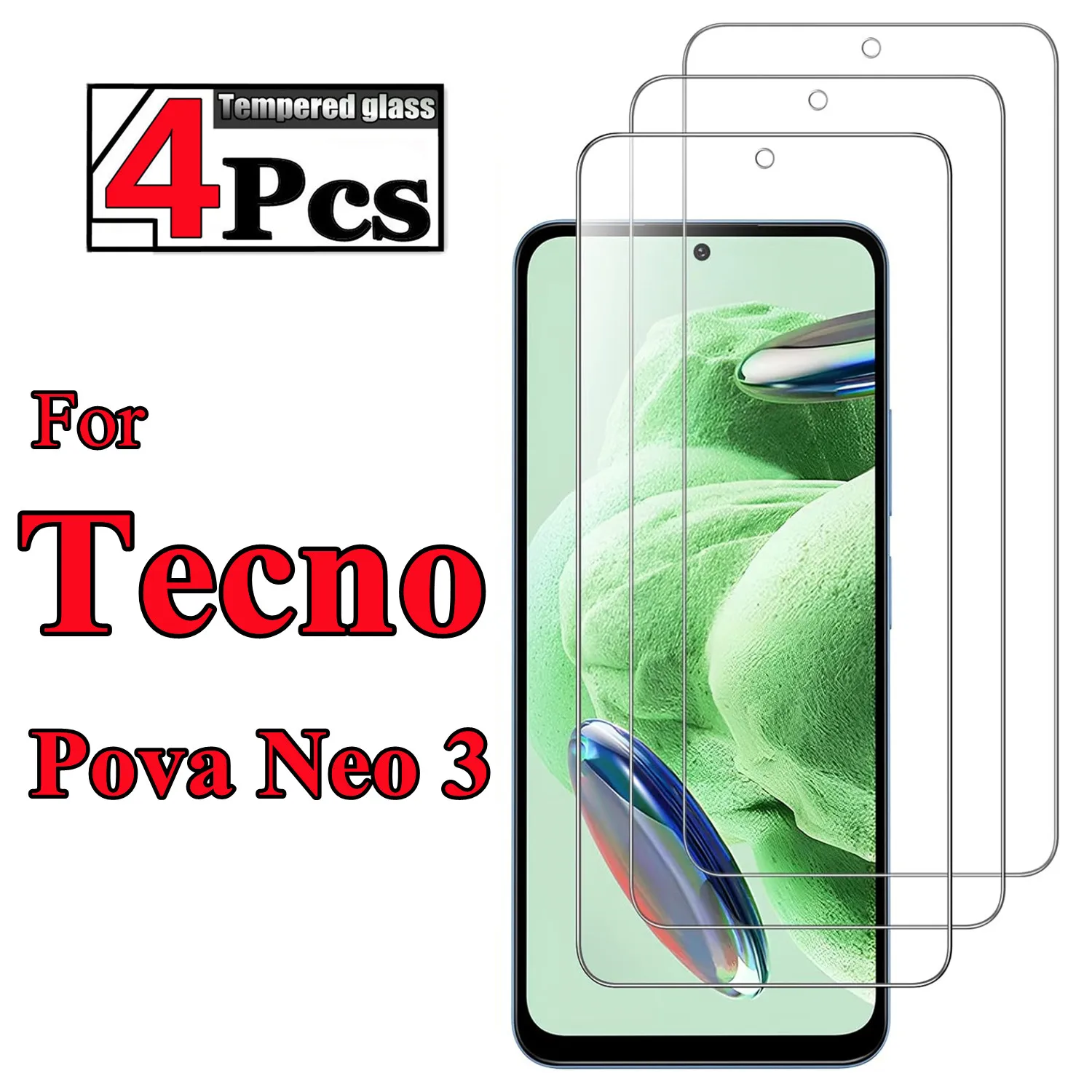 1/4 piece high-definition tempered film HD+high-quality tempered glass For Tecno Pova Neo 3 screen protector glass film