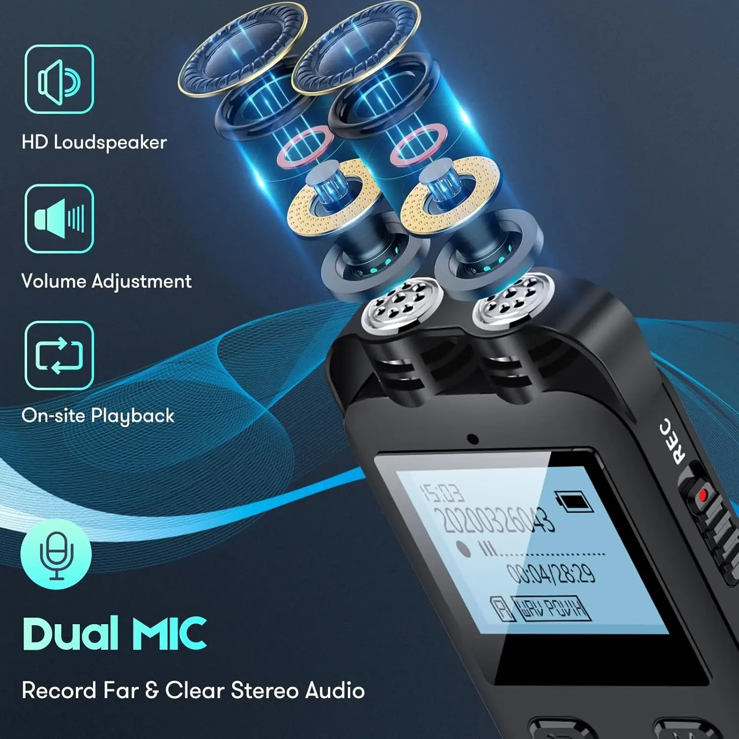 Digital Voice Recorder 64GB Voice Recorder with Playback and Voice Activated Recorders Dictaphone Recording Device Audio