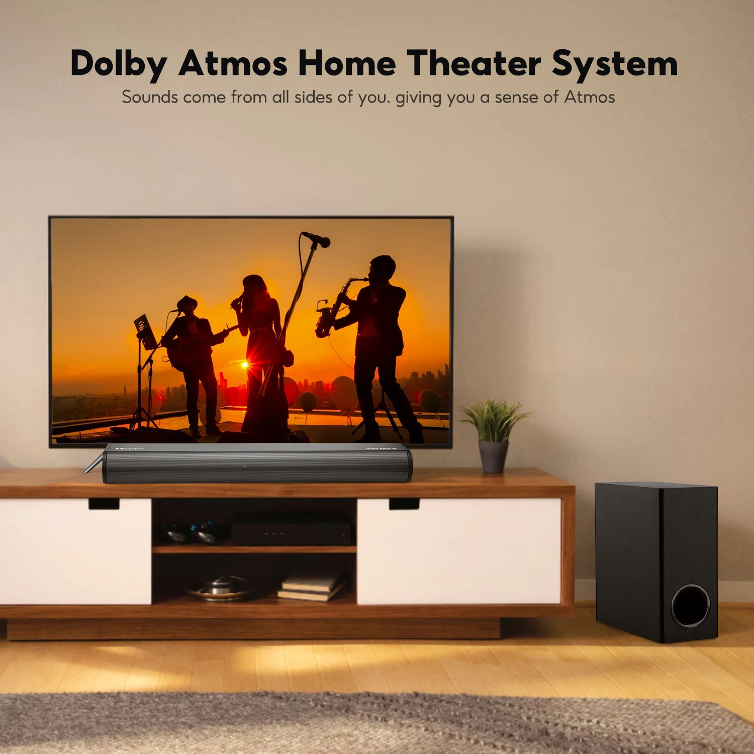 Dolby 2.1 Soundbar with Wireless Subwoofer, 150W Bluetooth