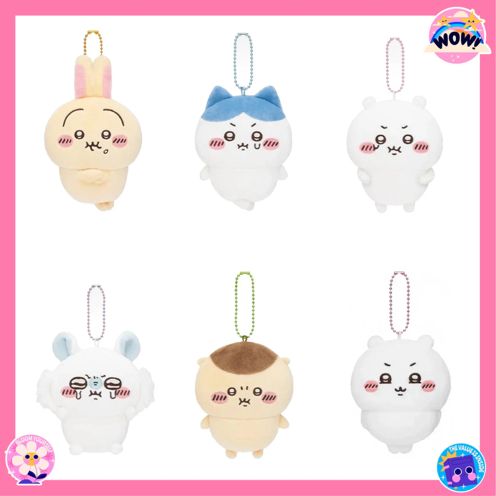 

Hot Sale Kawaii Chikawas Hachiware Usagi Angry Pun Series Plush Keychain Pendant Soft Stuffed Cartoon Plush Doll Toy Bag Pendant