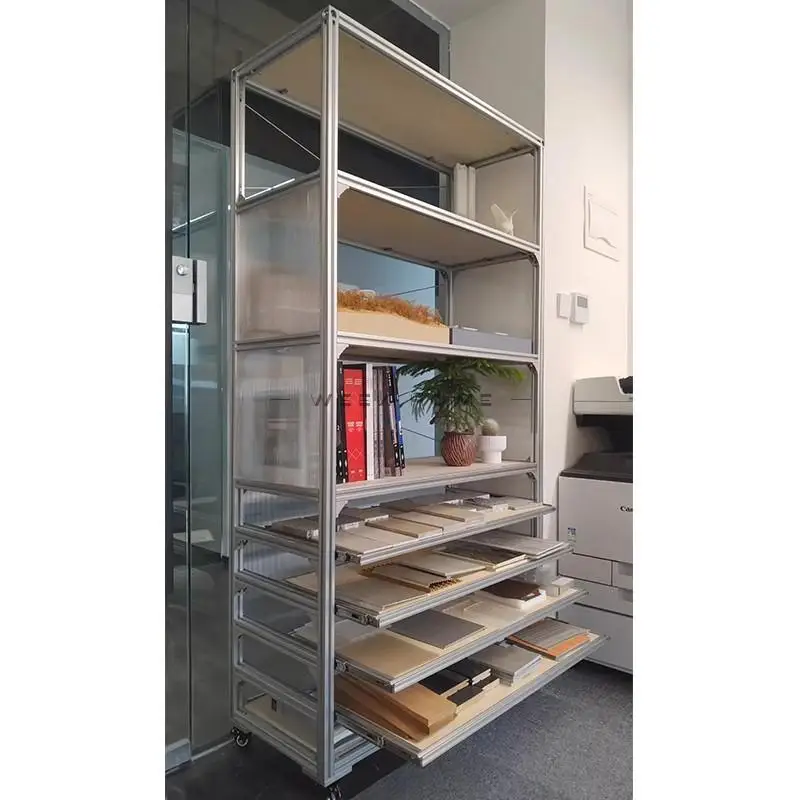 

Mobile Display Cabinet Product Display Cabinet Floor Tile Sample Display Stand Aluminum Profile Ocean Panel Shelf Manufacturer