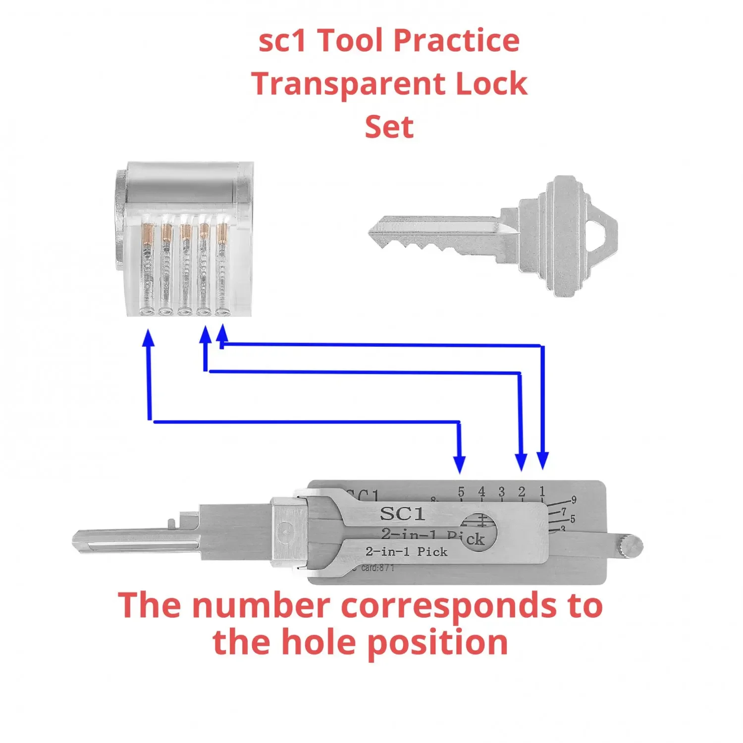 SC1 SC4 Schlüsseldecoder Edelstahl-Schlossschlüssel-Entriegelungswerkzeug Präzisions-Hakenpick-Set Wartungs- und Reparaturwerkzeug – Detail 5
