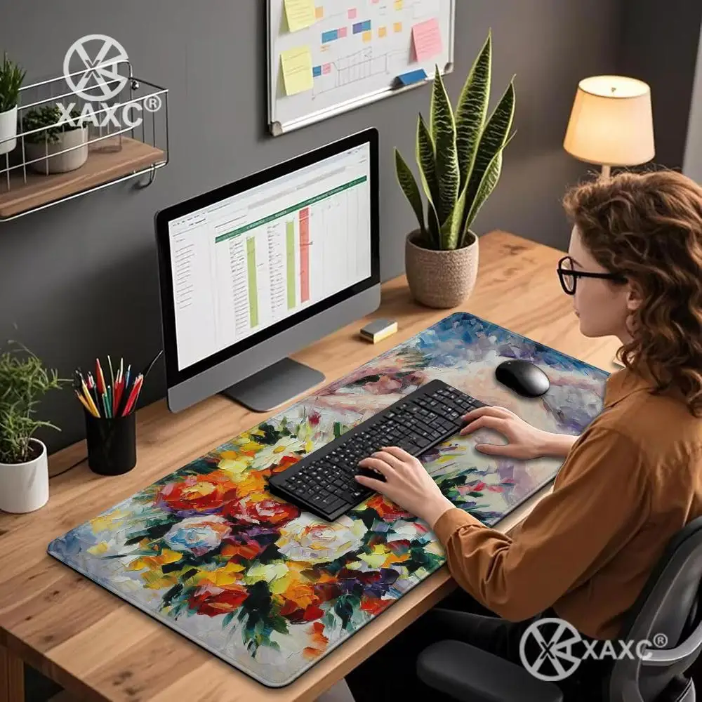Oil Painting XAXC Mouse Pad large keyboard mouse desk pad non-slip rubber gaming mouse pad laptop mouse carpet
