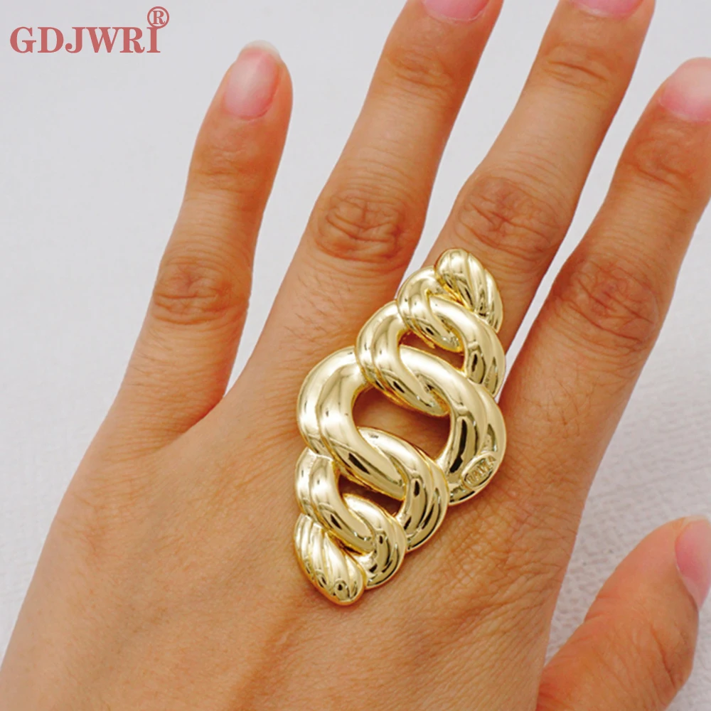 

Dubai Gold Color Copper Big Rings For Women Girls Wedding Jewellery Irregular Ring Bridal African Indian French Ring Gifts