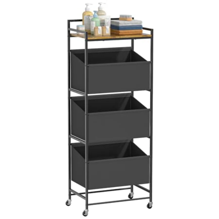 

3-Tier Laundry Hamper Sorter with Wheels 120L Vertical Rolling Laundry Basket Organizer Cart 3 Section Laundry Sorter with Shel