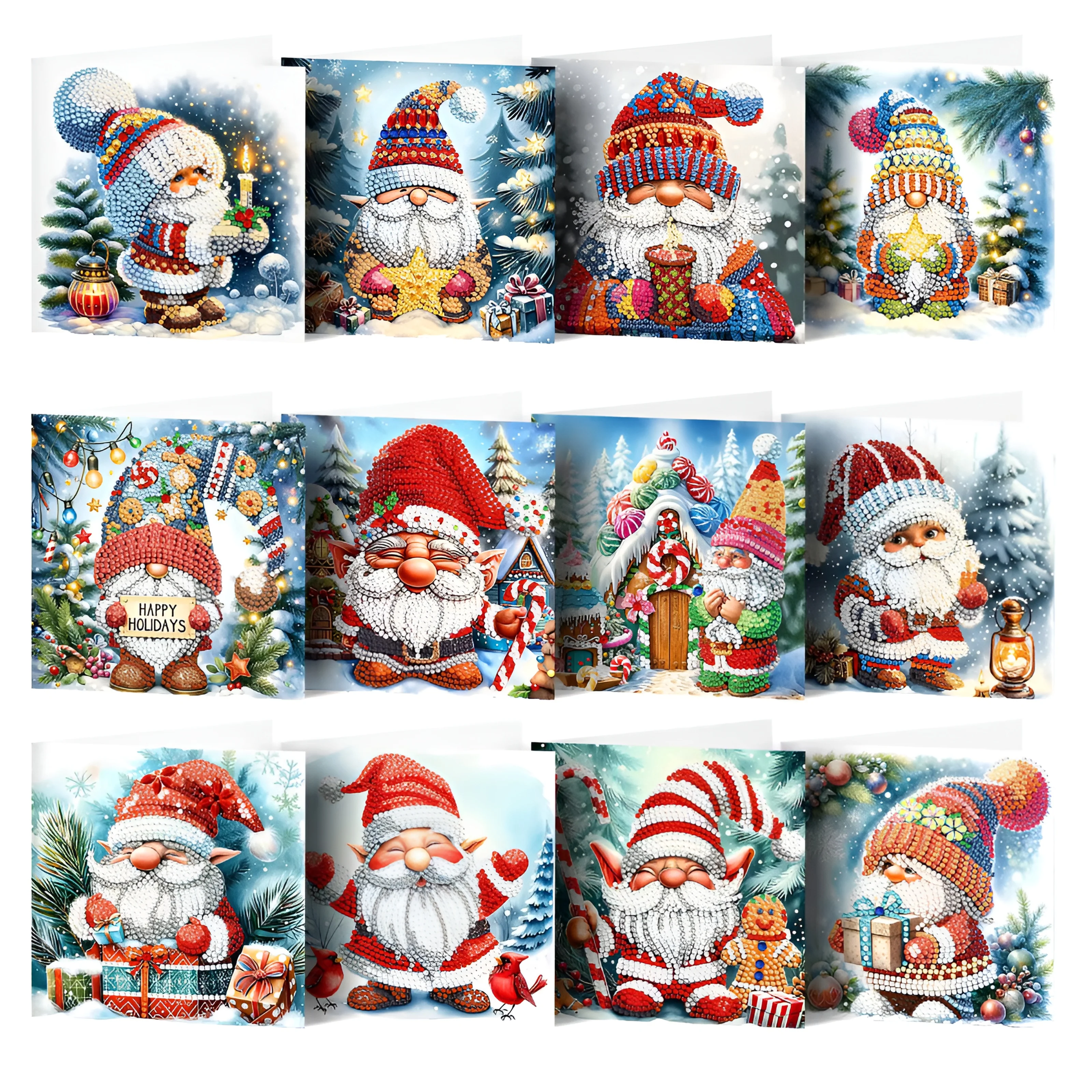 

12/8pcs Set Diy 5d Diamond Painting Kits Christmas Greeting Card Easter Cartoon 15*30cm Mosaic Art Handwork Kids Gift Decor