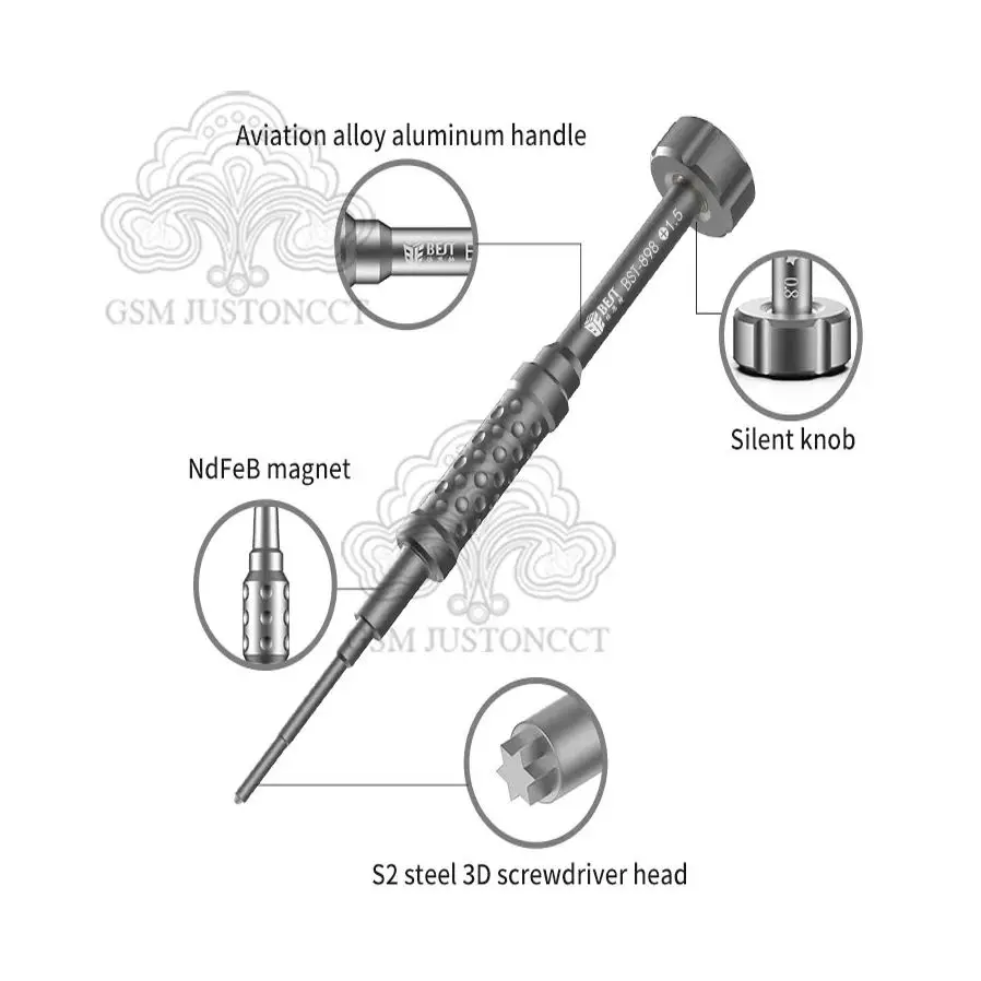 BST-898 First-class Disassemble 3D Bolt driver for iPhone Samsung Mobile Phone Repair Screwdriver, Prevent Skidding