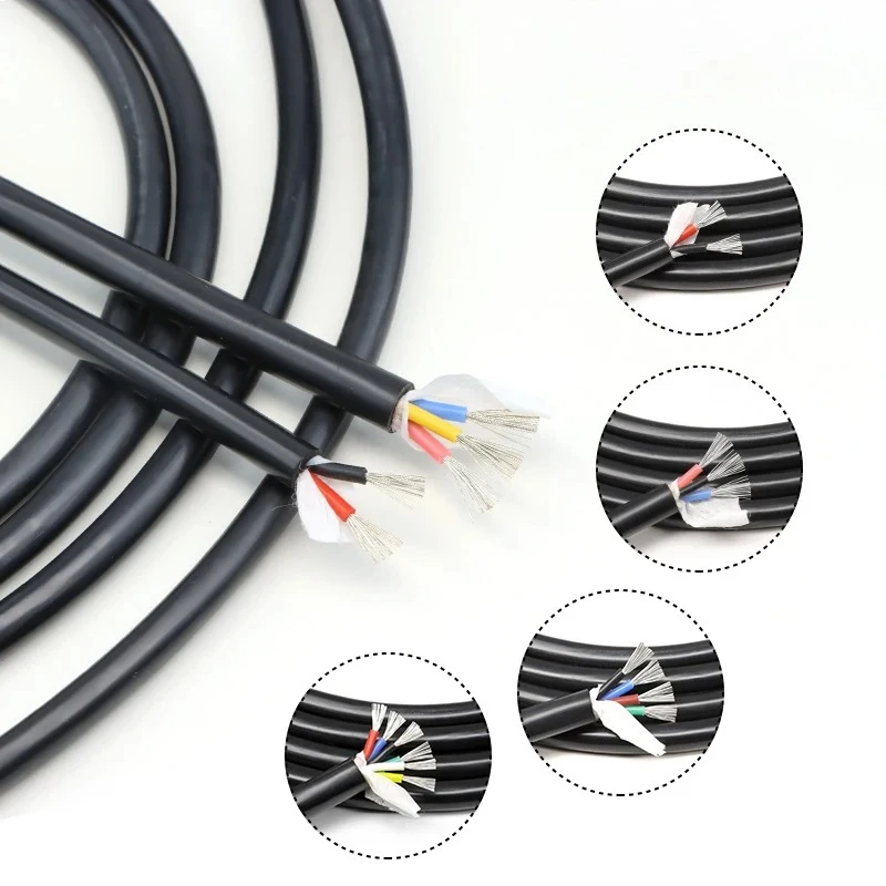 Square 0.3 ~ 6mm Multi-Core Silicone Wire 2/3/4/6 Cores Super Soft High Temperature Resistance Rubber Insulation Copper Cables