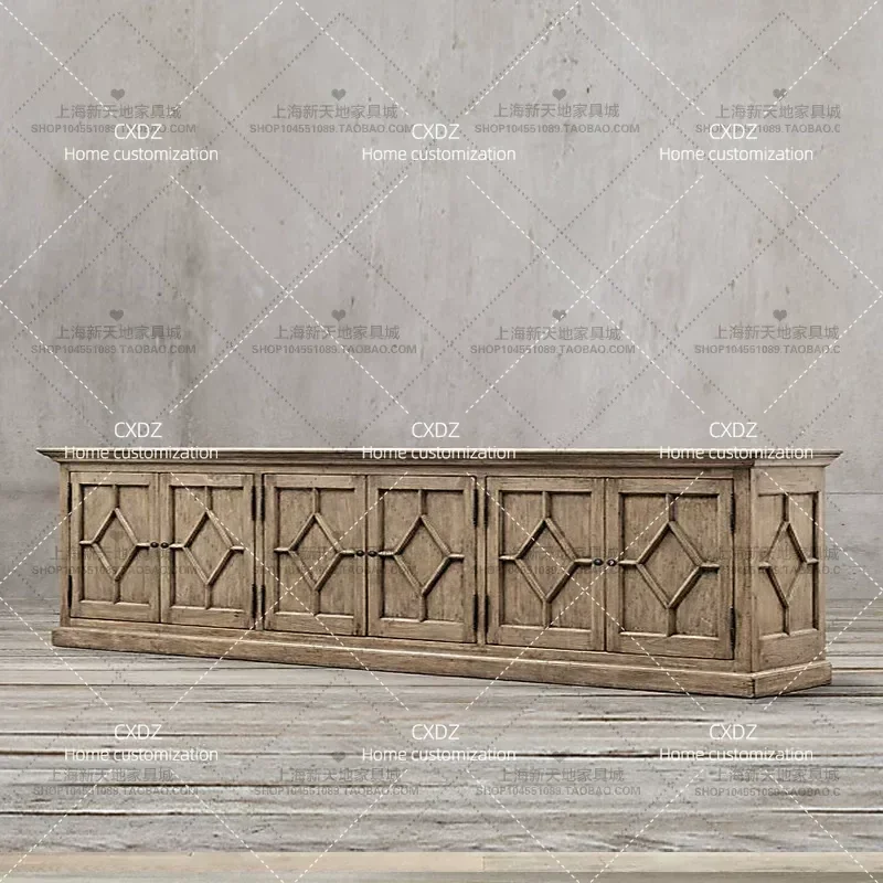 Solid Wood TV Cabinet Modern Simple Living Room Floor Console Wall Mounted Storage Unit Decorative Media Stand for Home