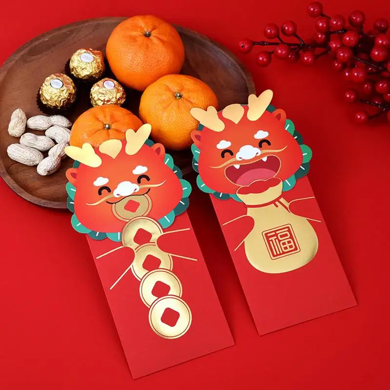 

Dragon Year Red Envelope 6pcs Cute Dragon New Year 2024 Lucky Red Packets Lunar New Year Good Luck Red Envelope For Family