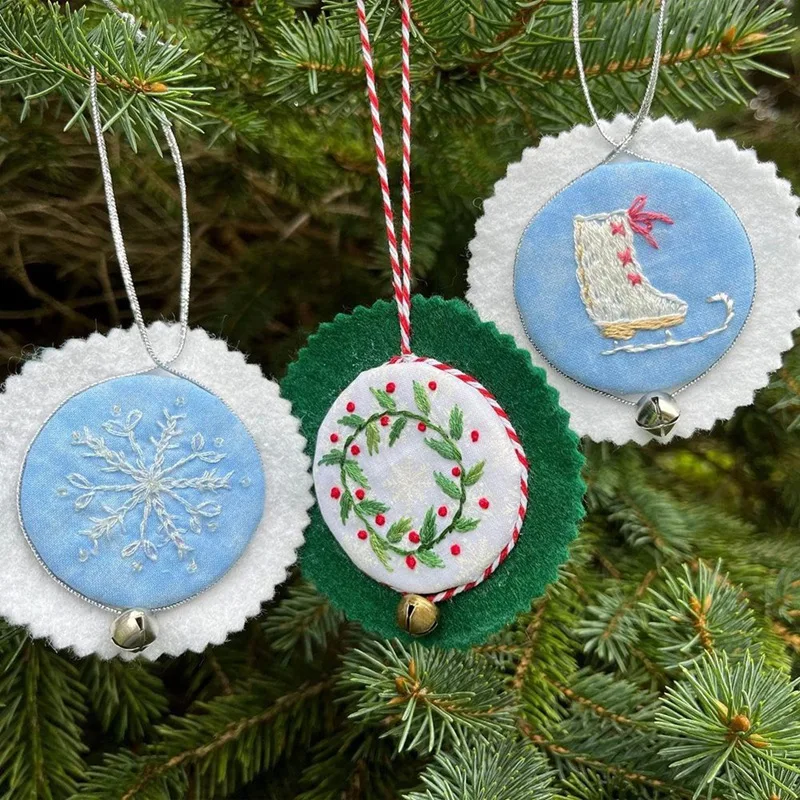 ABPQ-Jolly And Bright Hand Embroidery Ornaments Kit,Christmas Embroidery Kit,Festival Ornament Kits
