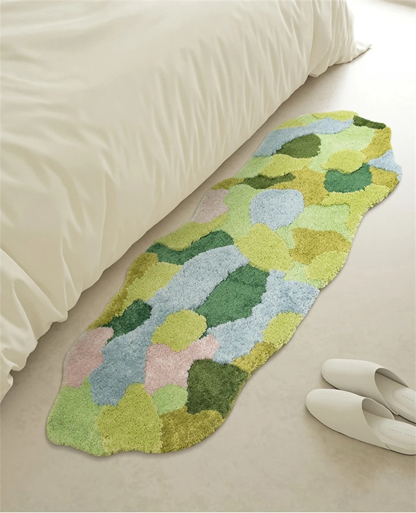 

Ins Style Moss Flocking Special-shaped Carpet Fresh and Soft Home Bedroom Children's Room Bedside Non-slip Foot Mat