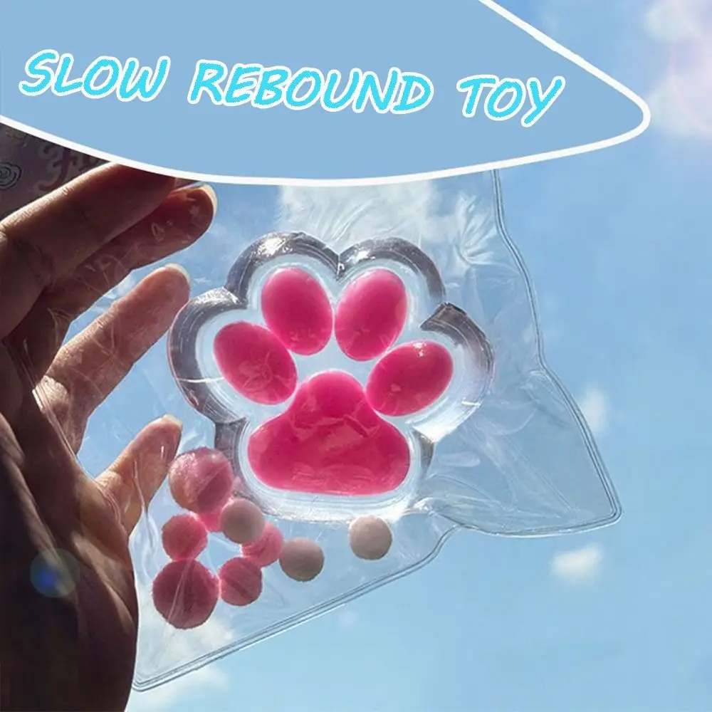 Mini Cat Paw Pinch Toy Blingbling Slow Rebound Stress Relief Toy Transparent Cube PU Squeeze Toy Gift