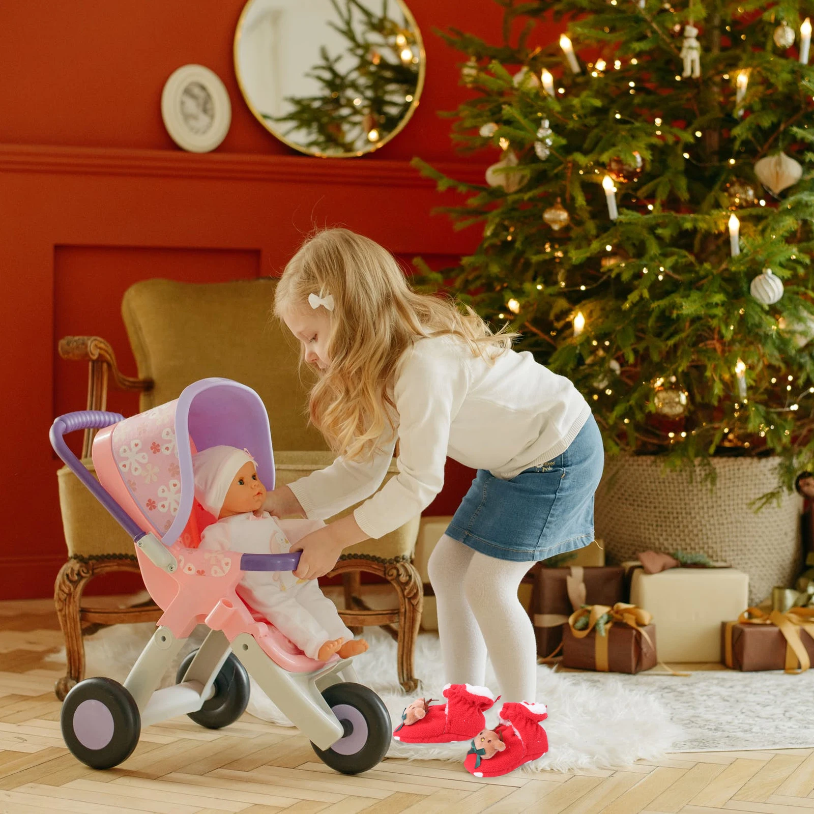 

Christmas Cotton Shoes Infant Prewalker Baby Sole Toddler Slippers Warm Winter Bright Color Lovely Design Durable Material