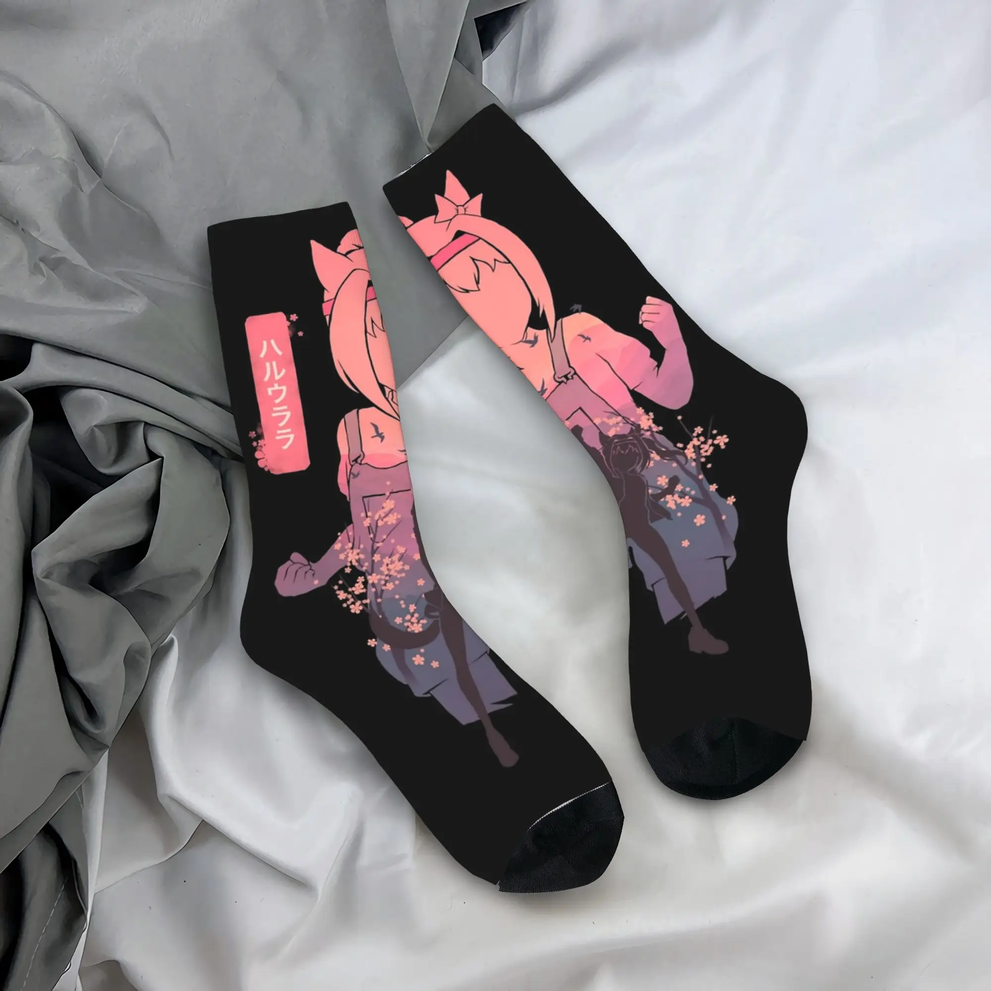

Красочные футбольные носки Haru Urara Uma Musume в стиле аниме, полиэстеровые носки унисекс, впитывающие пот