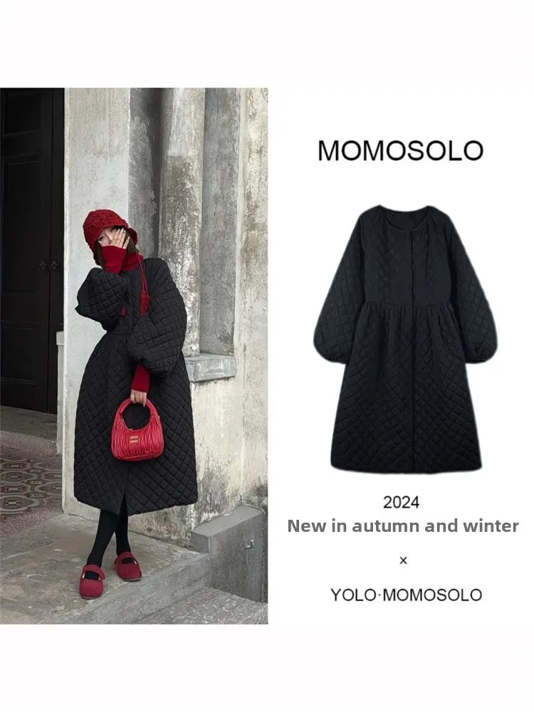 

Long Diamond Pattern Cotton Jaet Women's Winter Original Dongda Gate New Sle Unique Super Beautiful Trendy Outerwear
