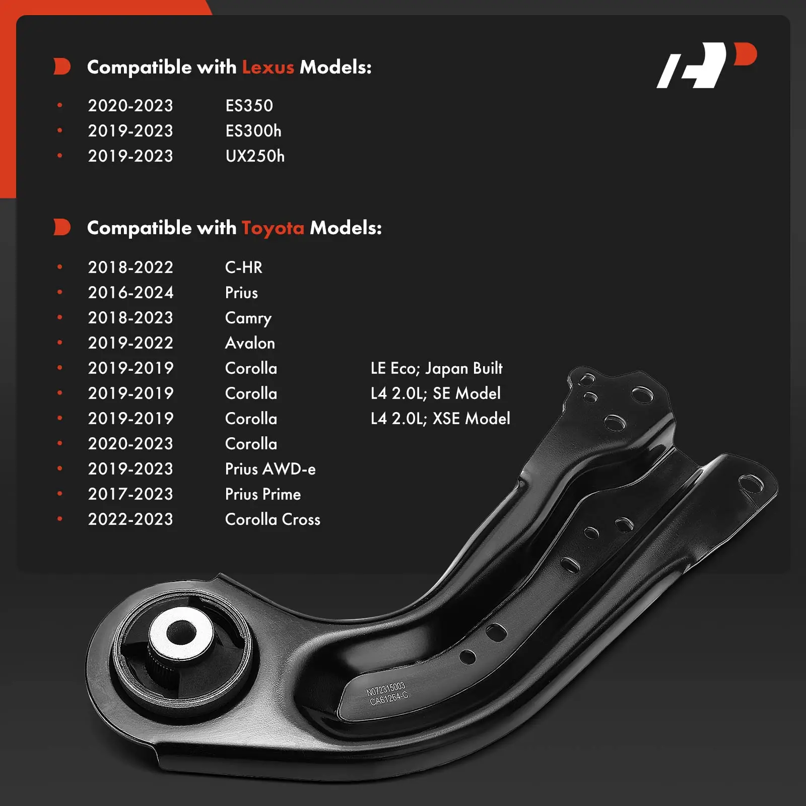 A-Premium Rear Left Trailing Arm for Toyota Camry 2018-2023 Corolla 2019-2023 Prius 2016-2024 C-HR Lexus ES350 2020-2023 ES300h