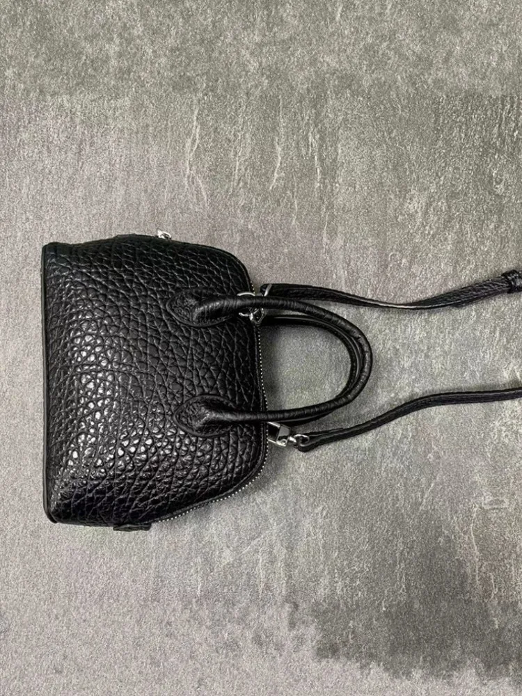 Women Casual Zipper Black Crocodile Grain Office Genuine Leather Handbag Single Shoulder Crossbody Underarm Bags Fashion Lady