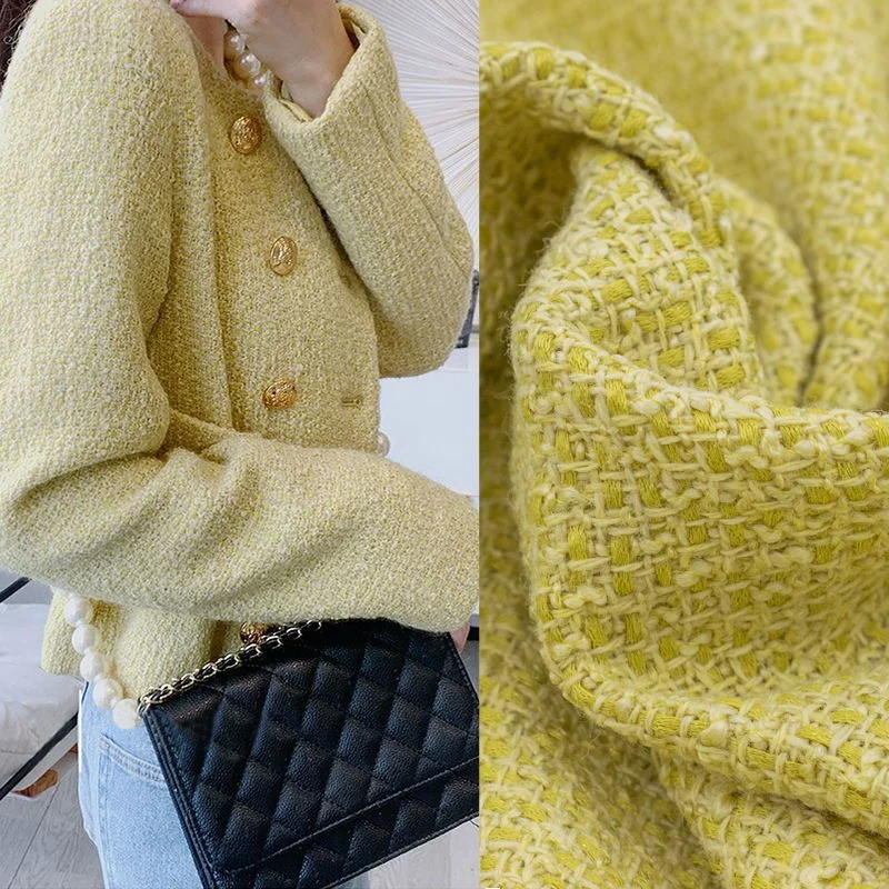 

The Yellow Wool Weave Tweed Fabric For Coat Skirt Tissus Au MÈTre Telas Por Metro Ткань Для Шитья Tissu Sewing Tela Tecido Ткани