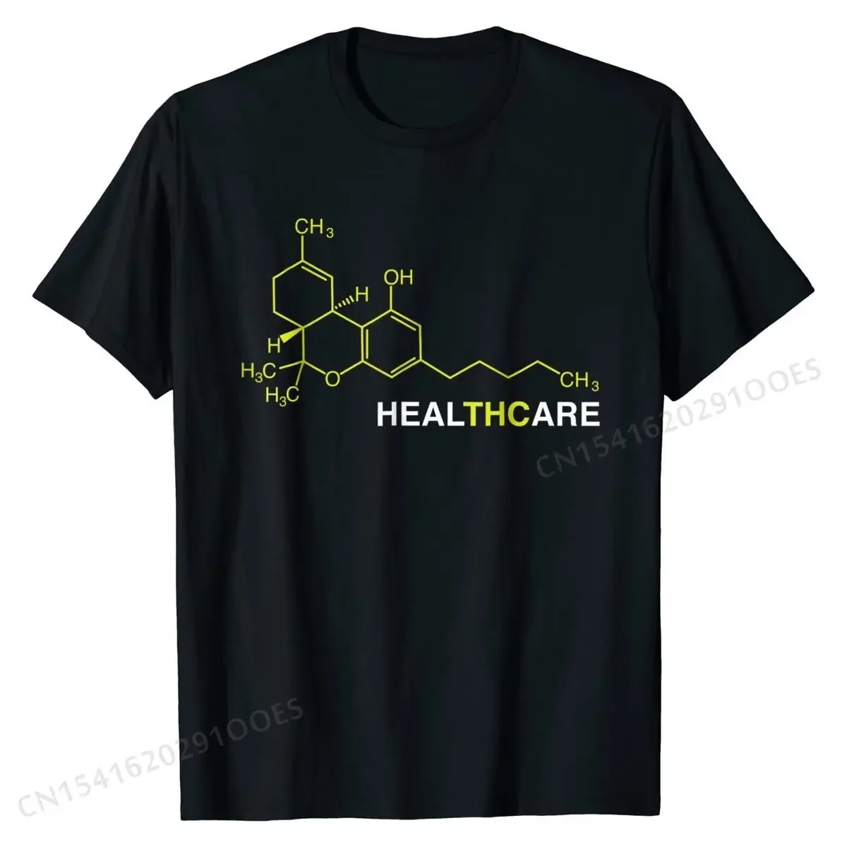 

Healthcare Cannabis Chemical Structure Graphic Cotton Short Sleeve Crew Neck T-Shirt for Men