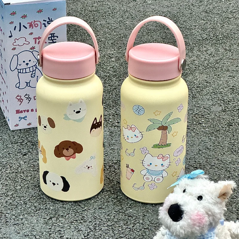 

900Ml Girls High Value Cute Cartoon Water Cup Cup Thermos Cup Large Capacity Student 304 Stainless Steel Portable Water Bottle
